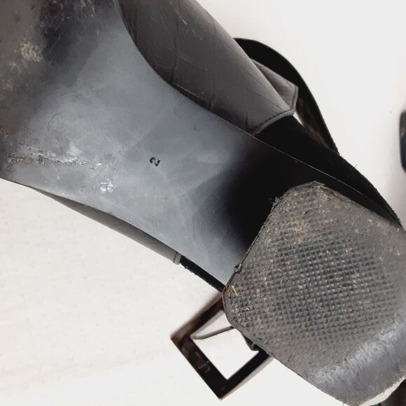 United Tokyo Womens Black Leather Boots with Buckle Animal Print Design - Picture 15 of 16